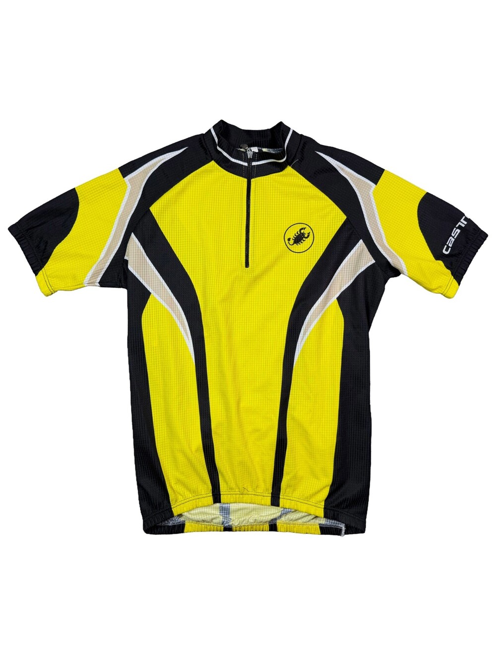 Vintage Castelli Cycling Jersey Mens L Yellow Black 1/4 Zip Short Sleeve Italy